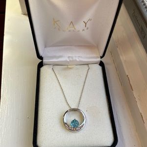 Aquamarine and diamond, white gold necklace